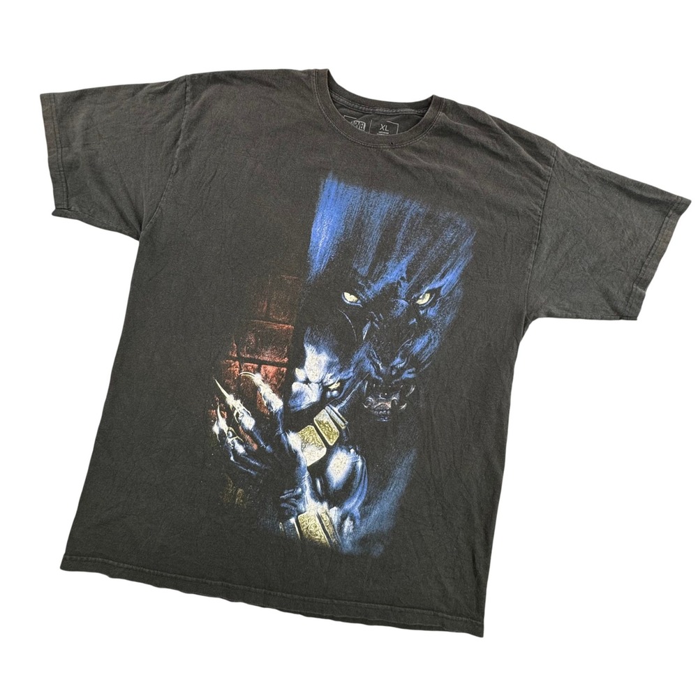Marvel Black Panther Graphic T-Shirt Mens XL Faded Black Blue Short Sleeve HOLES
